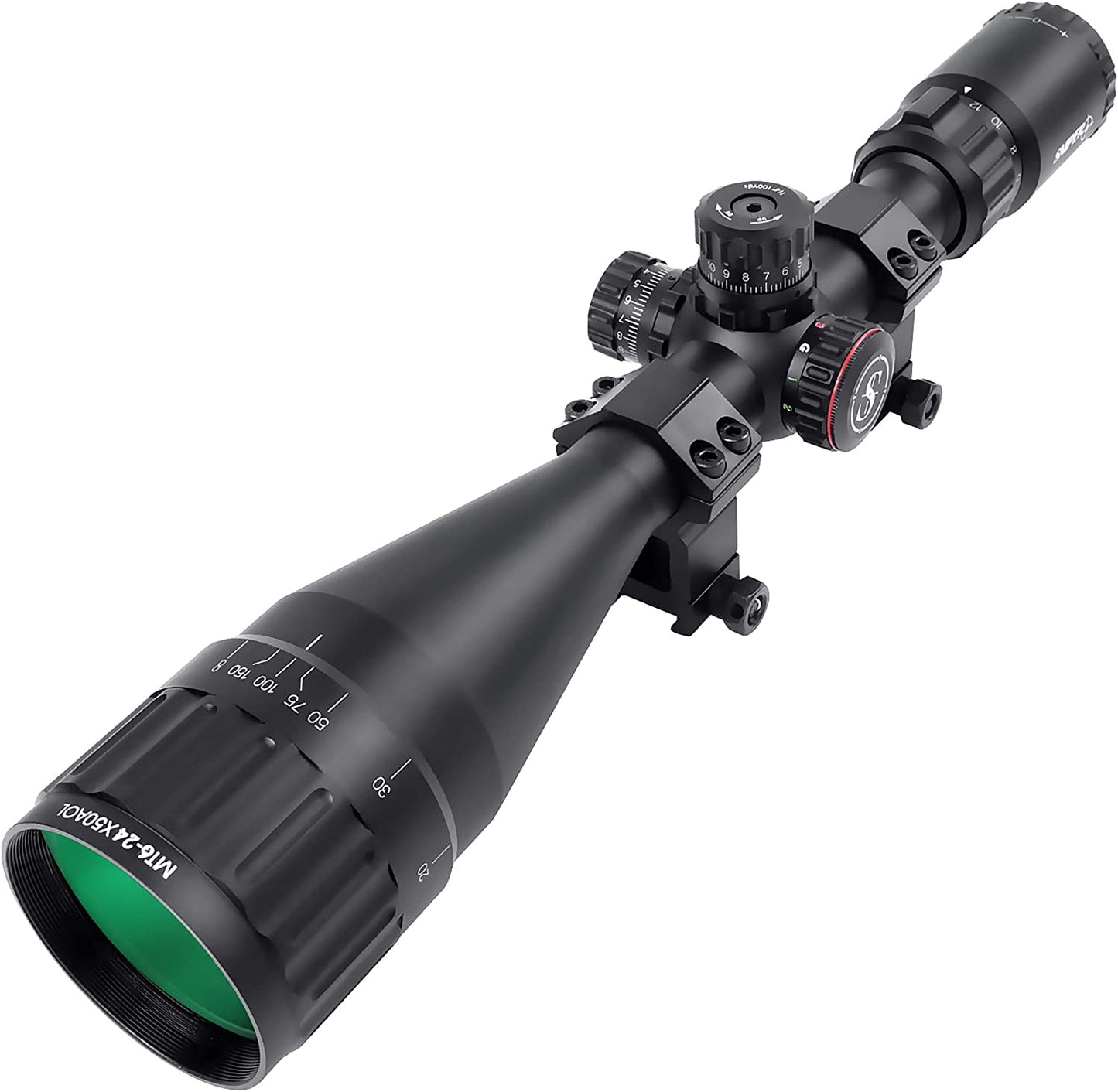 SNIPER MT 6-24x50 Rifle Scope with Red/Green/Blue Illuminated Reticle Riflescope